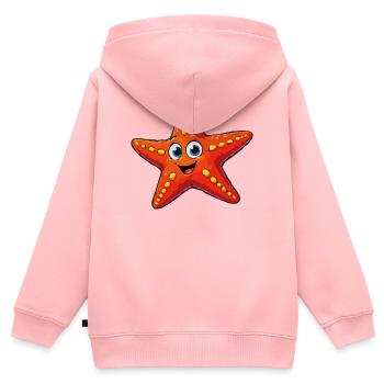 Seestern Cartoon - Kinder Premium Organic Zip Hoodie - Rosa - Hinten - AI Model Kid Female (0cm)