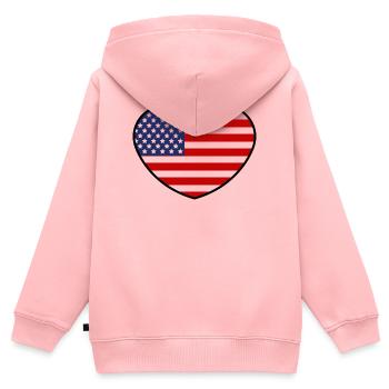 Cœur du drapeau américain - Sweat Premium à capuche zippé enfant bio - rose - Dos - AI Model Kid Female (0cm)