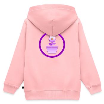 Blume - Kinder Premium Organic Zip Hoodie - Rosa - Hinten - AI Model Kid Female (0cm)