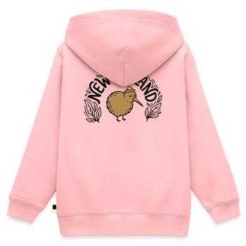Neuseeland - Kinder Premium Organic Zip Hoodie - Rosa - Hinten - AI Model Kid Female (0cm)