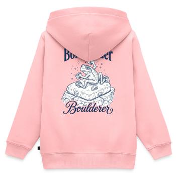 Bouldering Bold Bolder Boulderer - Sweat Premium à capuche zippé enfant bio - rose - Dos - AI Model Kid Female (0cm)
