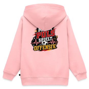 Mein Puls spielt offensiv Fussball Länderspiel - Kinder Premium Organic Zip Hoodie - Rosa - Hinten - AI Model Kid Female (0cm)
