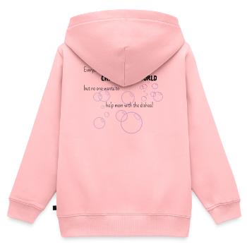 Die Welt verbessern fängt bei Mama an - Kinder Premium Organic Zip Hoodie - Rosa - Hinten - AI Model Kid Female (0cm)
