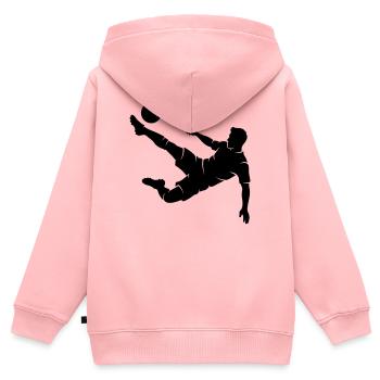 Fussballer Fallrückzieher Silhouette - Kinder Premium Organic Zip Hoodie - Rosa - Hinten - AI Model Kid Female (0cm)