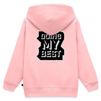 Je fais mon meilleur dicton motivant honnête et drôle - Sweat Premium à capuche zippé enfant bio - rose - Dos - AI Model Kid Female (0cm)