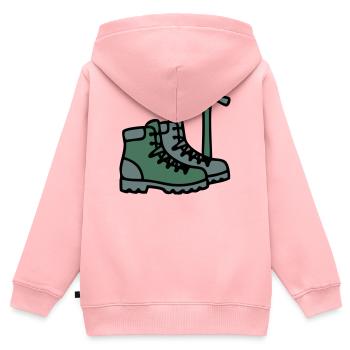 Wanderschuhe Eispickel Bergsteiger Alpen Wanderer - Kinder Premium Organic Zip Hoodie - Rosa - Hinten - AI Model Kid Female (0cm)
