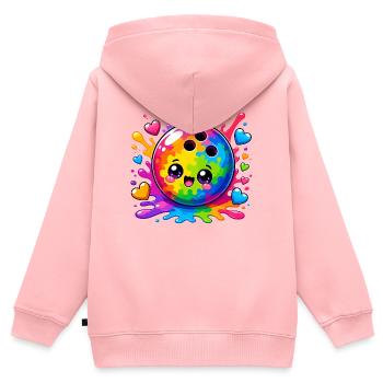 Kunterbunte Bowlingkugel mit Herzen  - Kinder Premium Organic Zip Hoodie - Rosa - Hinten - AI Model Kid Female (0cm)