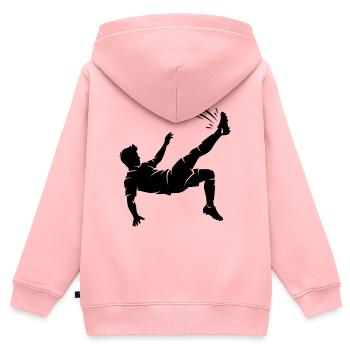 Fallrückzieher Fussball Silhouette - Kinder Premium Organic Zip Hoodie - Rosa - Hinten - AI Model Kid Female (0cm)
