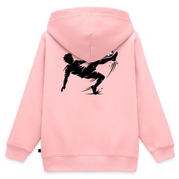 Fallrückzieher Fussball Silhouette - Kinder Premium Organic Zip Hoodie - Rosa - Hinten - AI Model Kid Female (0cm)