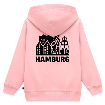 Hamburg Hansestadt Speicherstadt Hafen  - Kinder Premium Organic Zip Hoodie - Rosa - Hinten - AI Model Kid Female (0cm)