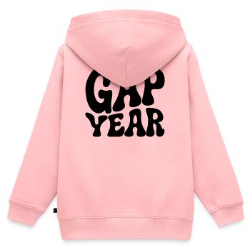Lettrage ondulé des années soixante-dix - Sweat Premium à capuche zippé enfant bio - rose - Dos - AI Model Kid Female (0cm)