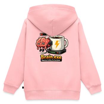 Kaffeegetriebenes Gehirn - Kinder Premium Organic Zip Hoodie - Rosa - Hinten - AI Model Kid Female (0cm)