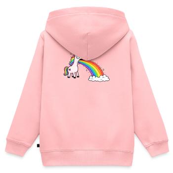 Einhorn spuckt Regenbogen in Wolken - Kinder Premium Organic Zip Hoodie - Rosa - Hinten - AI Model Kid Female (0cm)