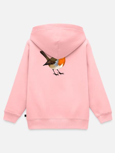 Rotkehlchen Vogel - Kinder Premium Organic Zip Hoodie - Rosa
