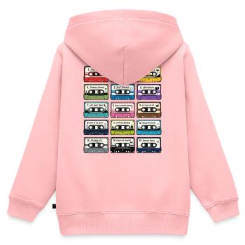 Collection de Cassettes Audio Rétro - Sweat Premium à capuche zippé enfant bio - rose - Dos - AI Model Kid Female (0cm)