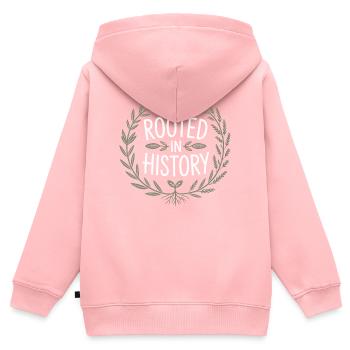 Verwurzelt in der Geschichte Lorbeer-Emblem - Kinder Premium Organic Zip Hoodie - Rosa - Hinten - AI Model Kid Female (0cm)