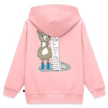 Llama with a to-do list - Kids Premium Organic Zip-up Hoodie - rose - Back - AI Model Kid Female (0cm)