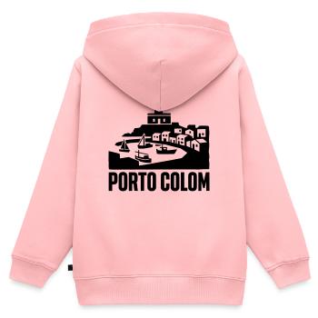 Porto Colom Silhouette Wahrzeichen - Kinder Premium Organic Zip Hoodie - Rosa - Hinten - AI Model Kid Female (0cm)