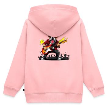 Punk Bulldogge mit E-Gitarre - Kinder Premium Organic Zip Hoodie - Rosa - Hinten - AI Model Kid Female (0cm)