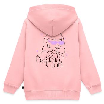 Club des méchants - Sweat Premium à capuche zippé enfant bio - rose - Dos - AI Model Kid Female (0cm)