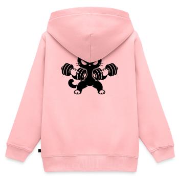 Muskelkatze mit Hanteln Fitness Motiv - Kinder Premium Organic Zip Hoodie - Rosa - Hinten - AI Model Kid Female (0cm)