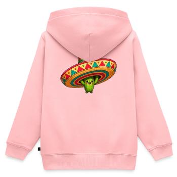 Cactus Sombrero Fiesta - Sweat Premium à capuche zippé enfant bio - rose - Dos - AI Model Kid Female (0cm)