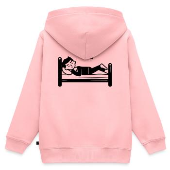 Lit de couchage - Sweat Premium à capuche zippé enfant bio - rose - Dos - AI Model Kid Female (0cm)