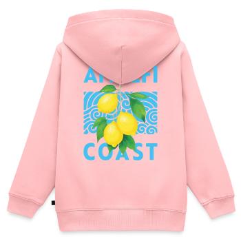 Conception d’été Lemons Côte Amalfitaine, Italie - Sweat Premium à capuche zippé enfant bio - rose - Dos - AI Model Kid Female (0cm)