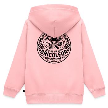 Je suis un papi bricoleur qui déchire  - Sweat Premium à capuche zippé enfant bio - rose - Dos - AI Model Kid Female (0cm)