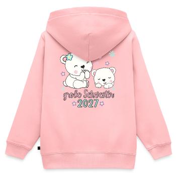 Große Schwester 2027 niedliche Bärchen - Kinder Premium Organic Zip Hoodie - Rosa - Hinten - AI Model Kid Female (0cm)