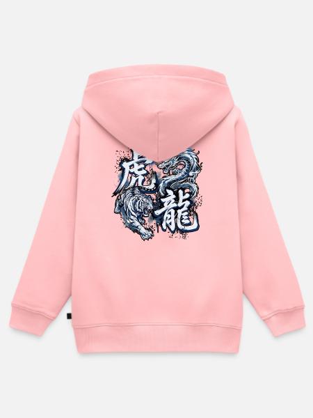 Tiger Drache Harmonie - Kinder Premium Organic Zip Hoodie - Rosa