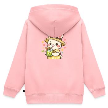 Un lapin limonade au chapeau de paille - Sweat Premium à capuche zippé enfant bio - rose - Dos - AI Model Kid Female (0cm)