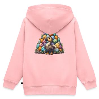 La colline colorée des œufs de dodo - Sweat Premium à capuche zippé enfant bio - rose - Dos - AI Model Kid Female (0cm)