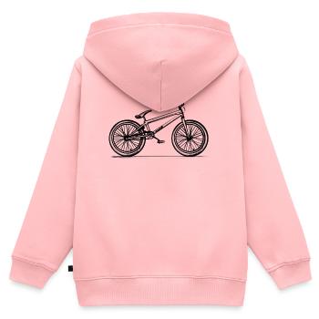 BMX Bike - Illustration - Sweat Premium à capuche zippé enfant bio - rose - Dos - AI Model Kid Female (0cm)