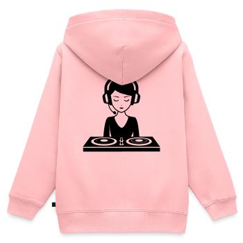DJ Turntables Woman Festival - Sweat Premium à capuche zippé enfant bio - rose - Dos - AI Model Kid Female (0cm)