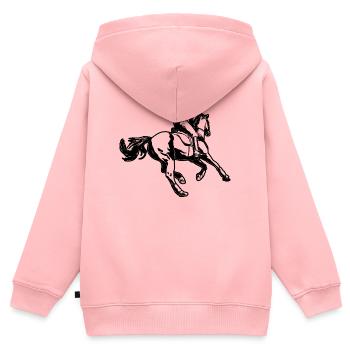 Reitsportler - Kinder Premium Organic Zip Hoodie - Rosa - Hinten - AI Model Kid Female (0cm)