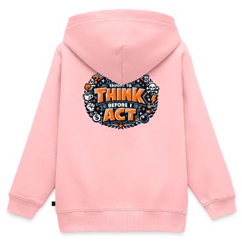 Denken vor Handeln Zitat - Kinder Premium Organic Zip Hoodie - Rosa - Hinten - AI Model Kid Female (0cm)