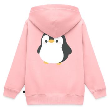 Silhouette du Pingouin Chibi - Sweat Premium à capuche zippé enfant bio - rose - Dos - AI Model Kid Female (0cm)