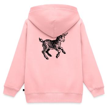 Springende Ziegenjunge - Kinder Premium Organic Zip Hoodie - Rosa - Hinten - AI Model Kid Female (0cm)