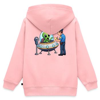 Außerirdischer im UFO-Bürokratie-Szene - Kinder Premium Organic Zip Hoodie - Rosa - Hinten - AI Model Kid Female (0cm)