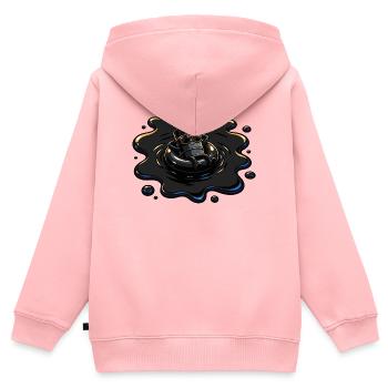 Ölfass mit Sonnenbrille in Öl Pfütze - Kinder Premium Organic Zip Hoodie - Rosa - Hinten - AI Model Kid Female (0cm)