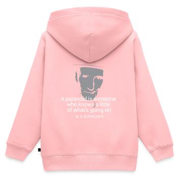 WS Burroughs quote on paranoid - Kids Premium Organic Zip-up Hoodie - rose - Back - AI Model Kid Female (0cm)