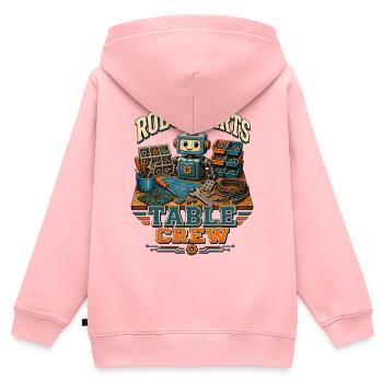 ROBOT PARTS TABLE CREW - Kinder Premium Organic Zip Hoodie - Rosa - Hinten - AI Model Kid Female (0cm)