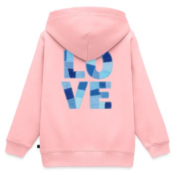 Patchwork Love Blue - Sweat Premium à capuche zippé enfant bio - rose - Dos - AI Model Kid Female (0cm)