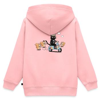 Motif drôle de chat en forme de trottinette en forme de Chat en Donut Crown - Sweat Premium à capuche zippé enfant bio - rose - Dos - AI Model Kid Female (0cm)