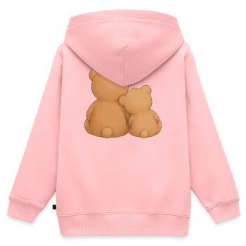 Motif animal de cohésion d’amitié des Ours Câlons - Sweat Premium à capuche zippé enfant bio - rose - Dos - AI Model Kid Female (0cm)