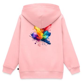Farbspritzer Explosion - Kinder Premium Organic Zip Hoodie - Rosa - Hinten - AI Model Kid Female (0cm)