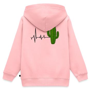 Conception de cactus battement de cœur - Sweat Premium à capuche zippé enfant bio - rose - Dos - AI Model Kid Female (0cm)