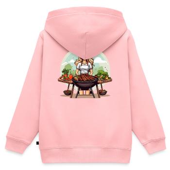 Héroïne du barbecue au barbecue au charbon - Sweat Premium à capuche zippé enfant bio - rose - Dos - AI Model Kid Female (0cm)