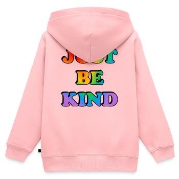 Just Be Kind Rainbow Text - Kids Premium Organic Zip-up Hoodie - rose - Back - AI Model Kid Female (0cm)